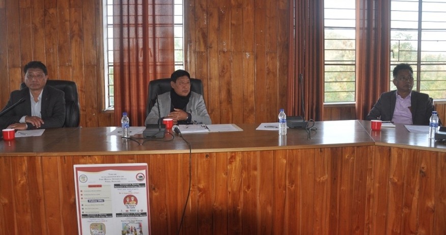 Advisor, Namri Nchang chairing the Peren District Planning & Development Board meeting held at DC's Conference Hall, Peren on February 6. (DIPR Photo)